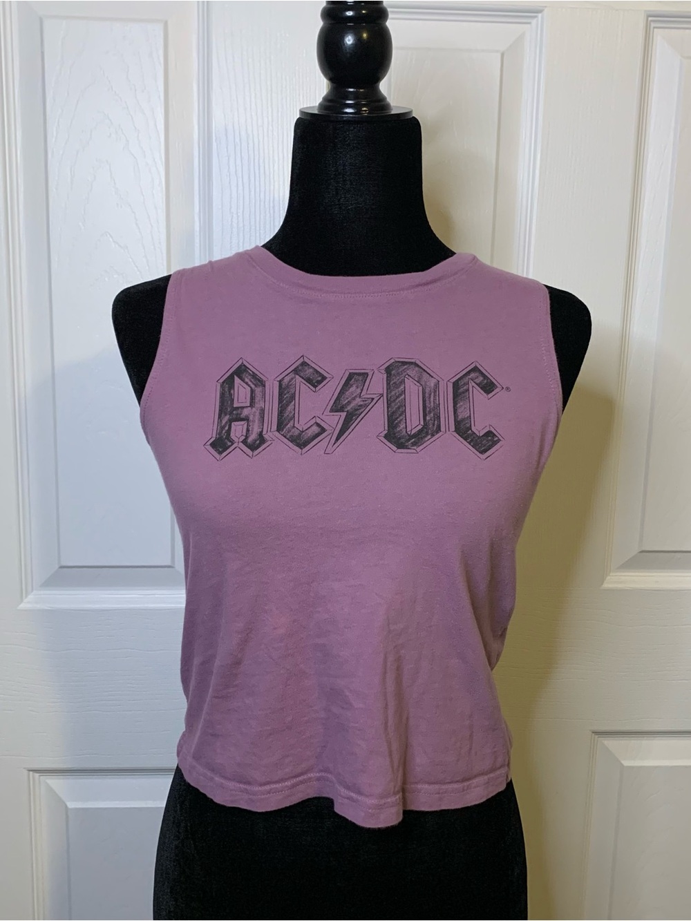 AC/DC Mauve Graphic Cropped Muscle Tank